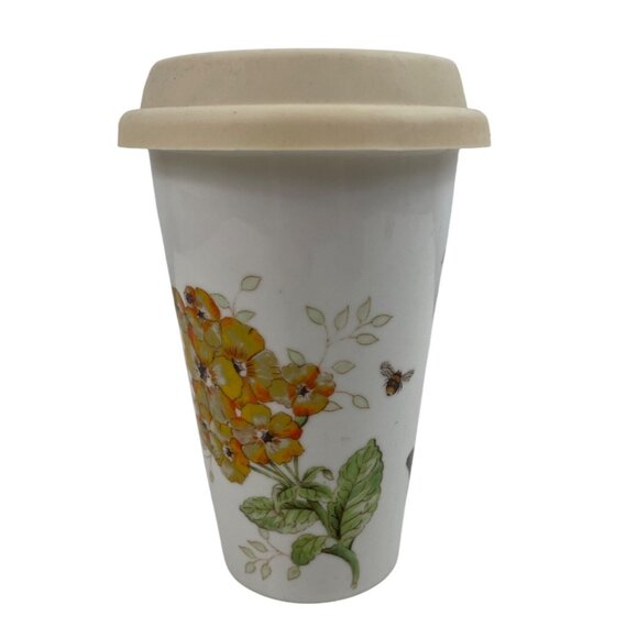 Lenox Butterfly Meadow Thermal Travel 10 oz Mug Ceramic Silicone Lid Made in USA - Picture 4 of 10